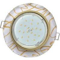 Ecola GX53 H4 5313 св-к Стекло Круг с вогнут.гранями золото-золото на белом 38x126 FG53RCECH (10!)