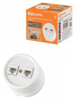 TDM Болонь Розетка двойная телефонная RJ11 белая Ретро SQ1820-0050