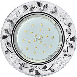 Ecola GX53 H4 LD7071 св-к Круг "Розы" подсветка 4K Прозрачный/Хром 35x125 FT53CREFB (10!)