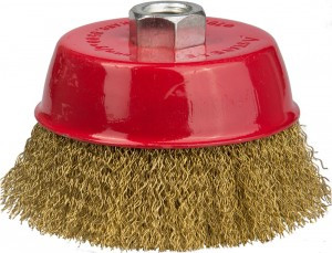 Щетка STAYER "MASTER" чашечная для УШМ, витая латунированная стальная проволока 0,3мм, 100мм/М14