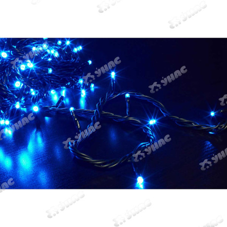 Гирлянда светодиодная СИНИЙ/7метров, 72л, черный провод/