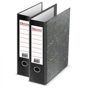 Папка-регистратор ОФИСНАЯ ПЛАНЕТА с мраморн. покр., 80 мм, черный корешок 221997