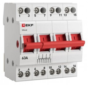 EKF PROxima переключатель трехпозиционный (рубильник) 4P 63А AC TPS463