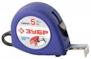 Рулетка ЗУБР "МАСТЕР" "КОМФОРТ", корпус с резин напыл, 5мх19мм zu34016-5