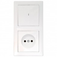 Bylectrica СТИЛЬ Блок (1 выкл. + роз.) СУ инд. белый, (В-РЦ-697)