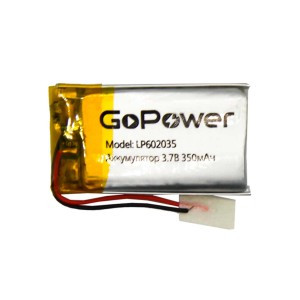 Ак-р Li-Pol GoPower LP602035 PK1 3.7V 350mAh (1/10/250)