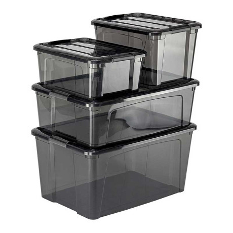 Ящик для хранения с замком КИП 15,5 л черный прозрачный М2337