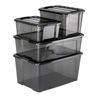 Ящик для хранения с замком КИП 15,5 л черный прозрачный М2337