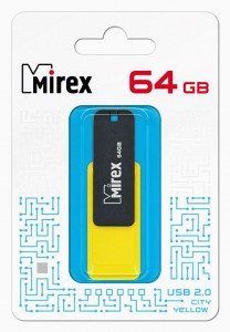 Флэш-диск USB 64 ГБ  Mirex CITY YELLOW 64GB (ecopack)