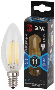 ЭРА F-LED свеча C35 E14 11W(960lm) 4000K 4K филамент (нитевидная) прозр. 100х35 B35-11W-840-E14 2761