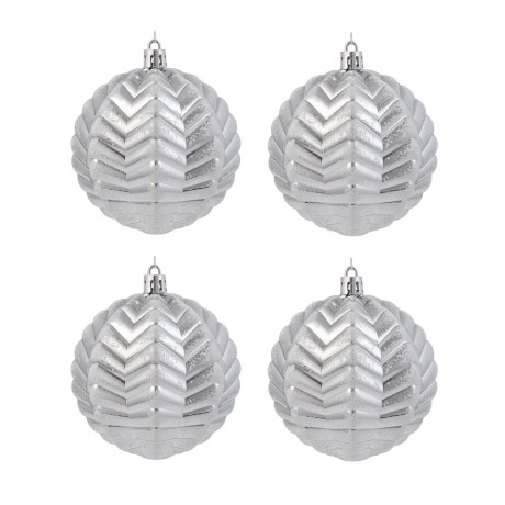 СНОУ БУМ Набор шаров 8 см, 4 шт, серебро, 26-143