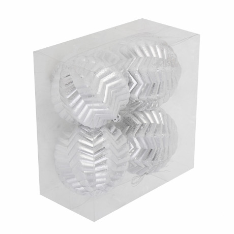 СНОУ БУМ Набор шаров 8 см, 4 шт, серебро, 26-143