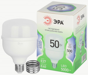 ЭРА GREEN LINE лампа св/д высокомощн. E27/Е40 50W(5000lm) 6500K 6K 105x175 67036