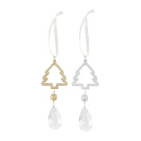 СНОУ БУМ Декоративная подвеска &quot;Елочка&quot; 15x5,5 см, пластик, акрил, золото, серебро, 2 цвета