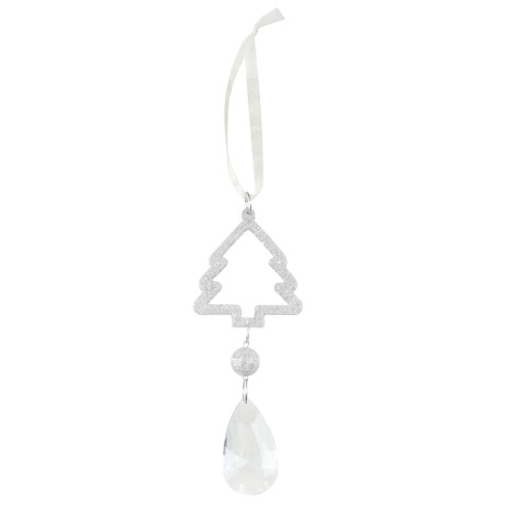 СНОУ БУМ Декоративная подвеска "Елочка" 15x5,5 см, пластик, акрил, золото, серебро, 2 цвета
