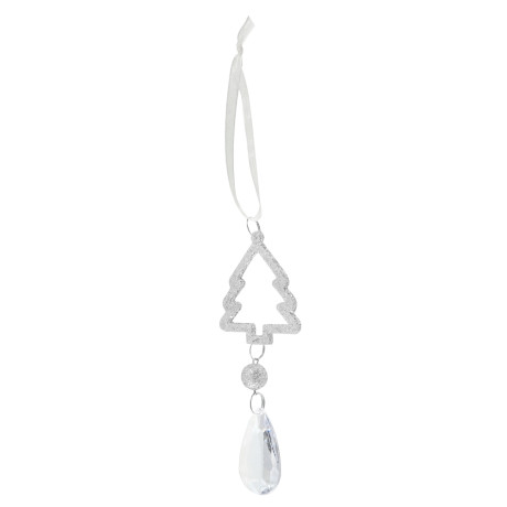 СНОУ БУМ Декоративная подвеска "Елочка" 15x5,5 см, пластик, акрил, золото, серебро, 2 цвета