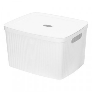 Корзина д/белья с крышкой 35л "VELVET" 450x360x270мм, белый 435250416 Бытпласт