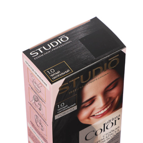 Краска для волос STUDIO Ultima Color 1.0 черный натуральный,100мл