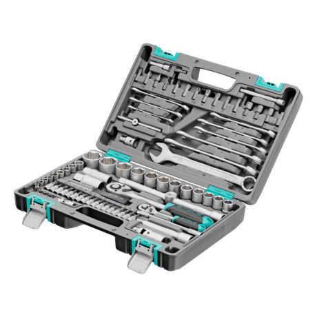 Набор инструментов, 1/2", 1/4", CrV, пластиковый кейс 82 предмета Stels