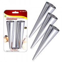 Конус д/рожков, набор 3шт/уп, цена за уп, 15*3,6см (кратность 6шт!!!), нерж.сталь AN8-46 Мультидом