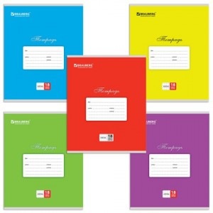 Тетрадь 18л. BRAUBERG клетка, обложка мелов. карт., "Классика", 5 видов, 401991