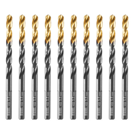 Сверло по металлу, 5,5 мм, HSS-Tin, Golden Tip, 10 шт. Denzel