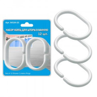 Кольца д/шторы в ванную, 12шт в наборе (кратность 6шт!!!) пластик MS34-55 Мультидом