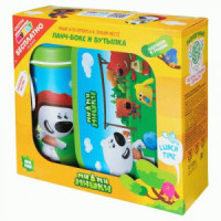 Набор ланч-бокс 0,98л и стакан детский с петлей 0,4л "ми-ми-мишки" декор зелен 431331309 Бытпласт