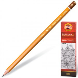 Карандаш ч/гр KOH-I-NOOR 1500, 1шт., 6B, без резинки, корпус желтый, заточ. 180482