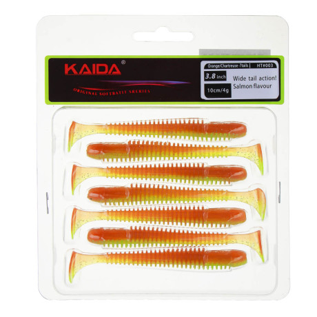 KAIDA Приманка силиконовая ТВИСТЕР 3,8", 10см, 4гр, HT003, 7шт