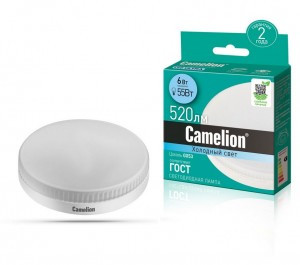 Camelion GX53 св/д 6W(520lm 120°) 4500K 4K матовая 26x74 LED6-GX53/845/GX53