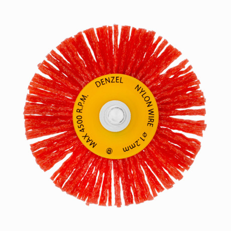 Щетка для дрели, 65 мм, Плоская, со шпилькой, нейлоновая щетина Denzel