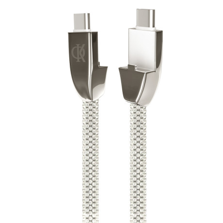 BY Ф.Киркоров Кабель для зарядки КРИСТАЛЛЫ Type-C-Type-C, 1м, Быстрая зарядка 3А, QC, PD 65W, сереб.