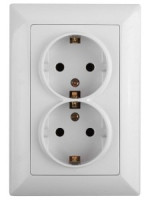 ЭРА Intro Solo роз. СУ 2 мест. земля  штор, 16А, белый 4-208-01 53697