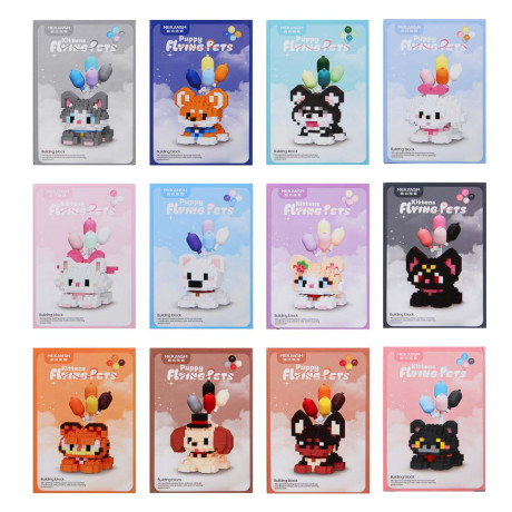 Конструктор мини 3D "Любимчик" домашние животные, 238-284 дет. ABS, 8х4,5х11,5см, 12 видов