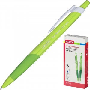 Ручка шарик. Attache Sun Flower,зеленый корпус,цвет чернил-синий 389753