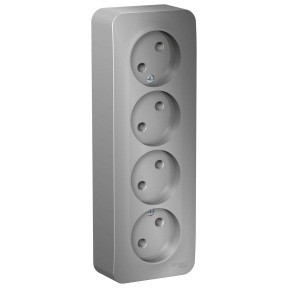 Systeme Electric BLANCA роз. ОУ 4 мест. 16А алюм. (пл.осн., изол.пл.) BLNRA000413 (5!)