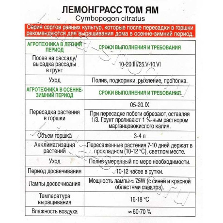 Лемонграсс Том ям Аэлита Ц