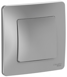 Systeme Electric BLANCA выкл. (перекл. проходной) СУ 1 кл. 10А алюм. (пл.осн.) BLNVS010603 (10!)