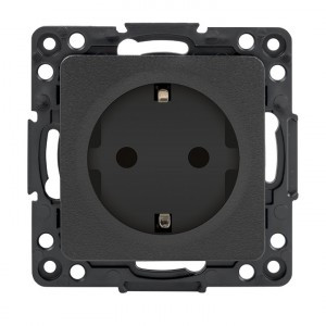 EKF Стокгольм мех. роз. СУ 1 мест. 16А (земля, шторки) черный автоклеммы (корпус PC) EZR16-028-10