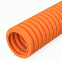 Промрукав Труба гофр ПВХ легкая 350 Н оранжевая зонд d32 мм (бухта 25м) цена за 1м PR01.0133