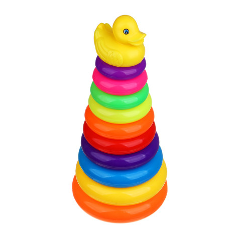ИГРОЛЕНД Развивающая пирамидка "Уточка",11 элементов, PE, 14х14х33см