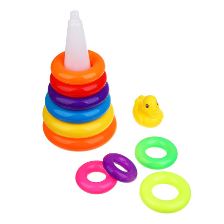 ИГРОЛЕНД Развивающая пирамидка "Уточка",11 элементов, PE, 14х14х33см