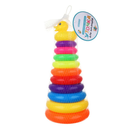ИГРОЛЕНД Развивающая пирамидка "Уточка",11 элементов, PE, 14х14х33см
