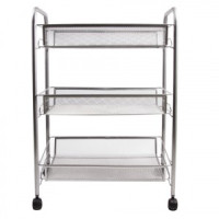 Этажерка (тележка) BRABIX офисно-быт. 3яр., на колесах, металл, серебристая, 43,5х26х62,5 см, 603752