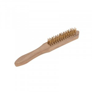 KRANZ Щетка по металлу с деревянной ручкой, 4 ряда, 280мм KR-91-1257