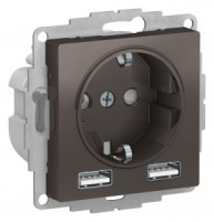 Systeme Electric AtlasDesign мех. роз. СУ 1 мест.+2хUSB мокко A+А lв=1,2-2,4А, Uв=5В ATN000630