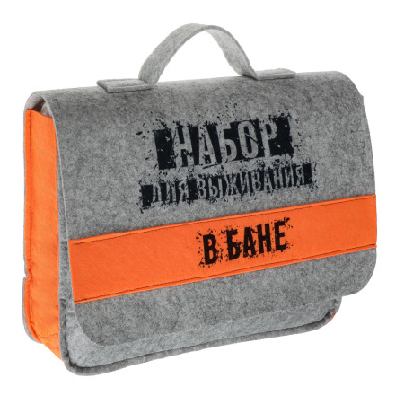 Набор для бани в портфеле "Для выживания в бане" (шапка, рукавица, коврик, масла)