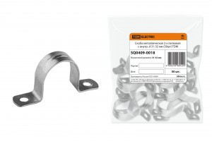 TDM скоба метал. оцинк. сталь 2-х лапковая d 31-32мм  (50шт/уп.,цена/шт) (50!) SQ0409-0018
