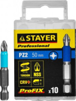 Биты STAYER &quot;PROFESSIONAL&quot; ProFix Pozidriv, тип хвостовика E 1/4&quot;, № 2, L=50мм, 10шт